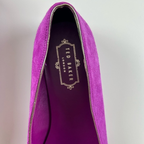 TED BAKER London Oleshky Magenta And Gold Pointy Toe Flats Size 9‎ - Picture 3 of 12